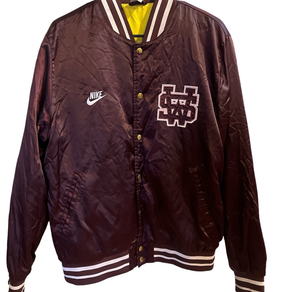 Nike Burgundy Varsity Jacket with White Details